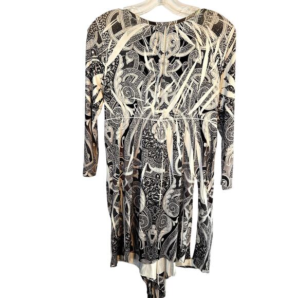 One World Women's Dress Small S Gray White Long Sleeves Sun Misses Size 4 6 - Picture 6 of 7